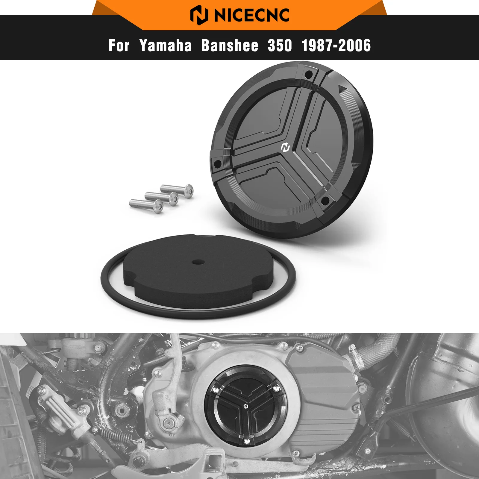 

NICECNC For Yamaha Banshee 350 ATV Aluminum Clutch Cover Insert For Yamaha Banshee 350 1987-2006 2005 Replace 4L0-15431-01-00