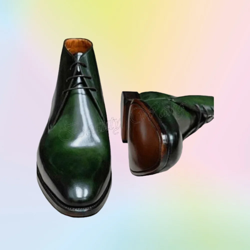 

Green Patent Ankle Men Shoes Slip on Soft Pumps Men's Dress Shoes Gentlemen Slip on Party Shoes Big Size 47 Sprig Autumn