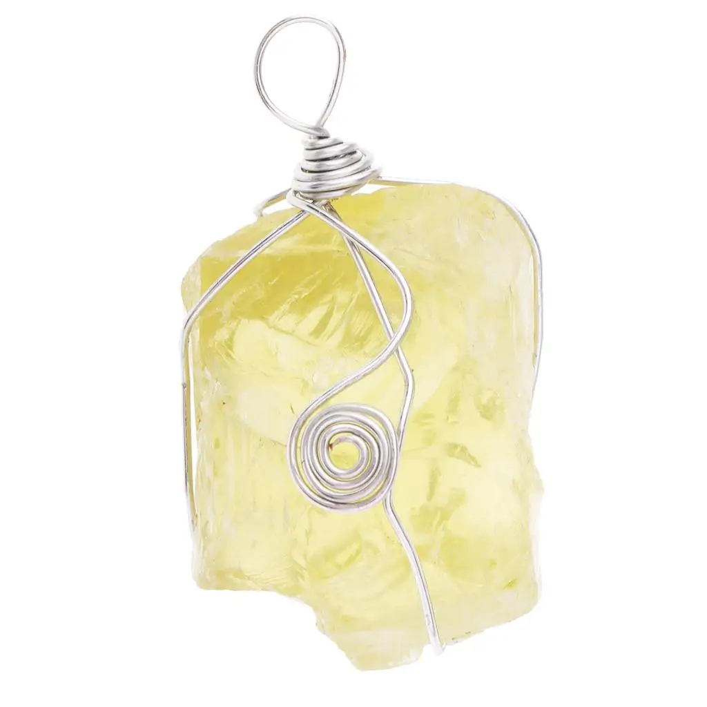 Gemstone Pendant Natural Citrine for Jewelry Making Yellow Crystal Accessories Necklace Stones for Arts and Crafts