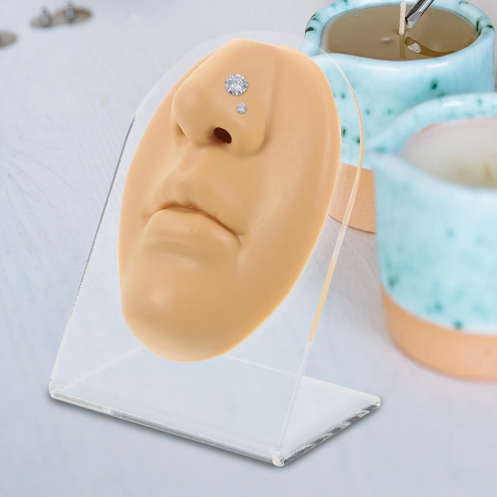 

Набор из 1 силиконового манекена-губ/лица для демонстрации украшений для пирсинга и тренировок, гибкий муляж части тела для демонстрации украшений