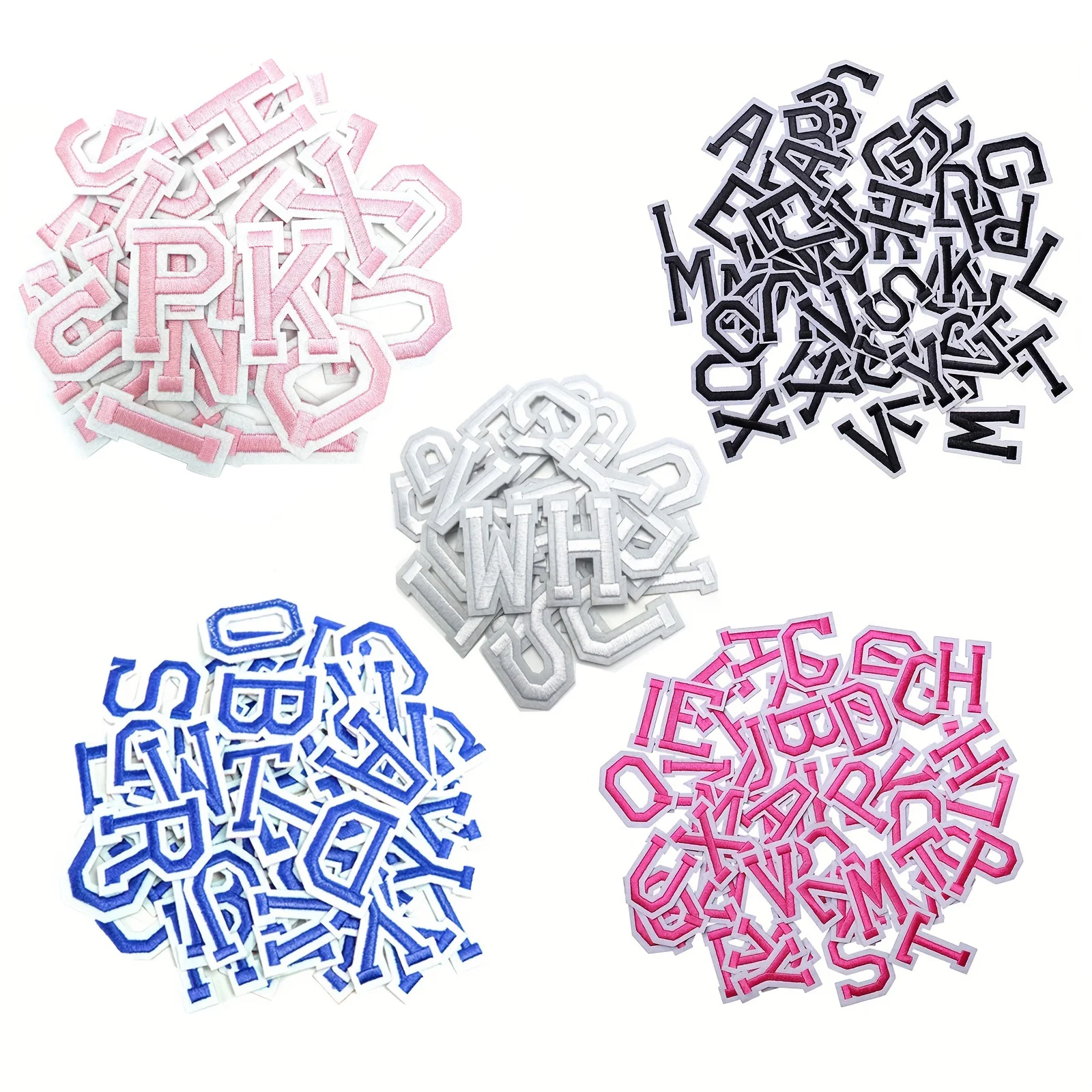 52pcs Alphabet Patches With Ironed Adhesive, Decorate Repair Patches For Shirts Jackets Hats Jeans Shoes Bags