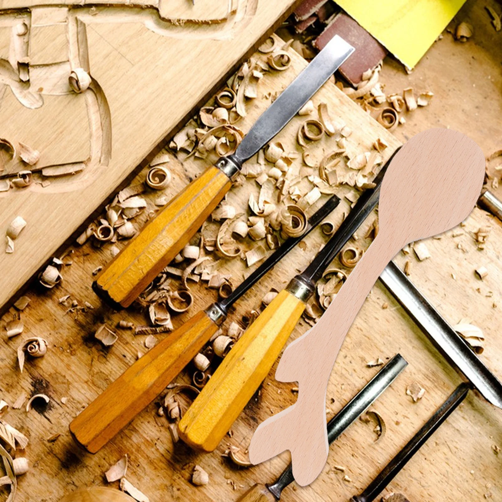 

4Pcs Spoon Carving Wood Blanks Unfinished Wooden Crafts DIY Kits for Handicraft Enthusiasts Beginners Easy DIY Projects