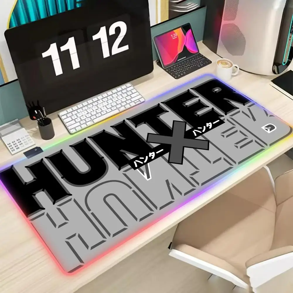 H-hunter x H_hunter Mouse Pad Gaming LED manga Mouse Mat 900x400 Office Anime Table Pads  Lockrand Desk Mat RGB Keyboard Mat XXL