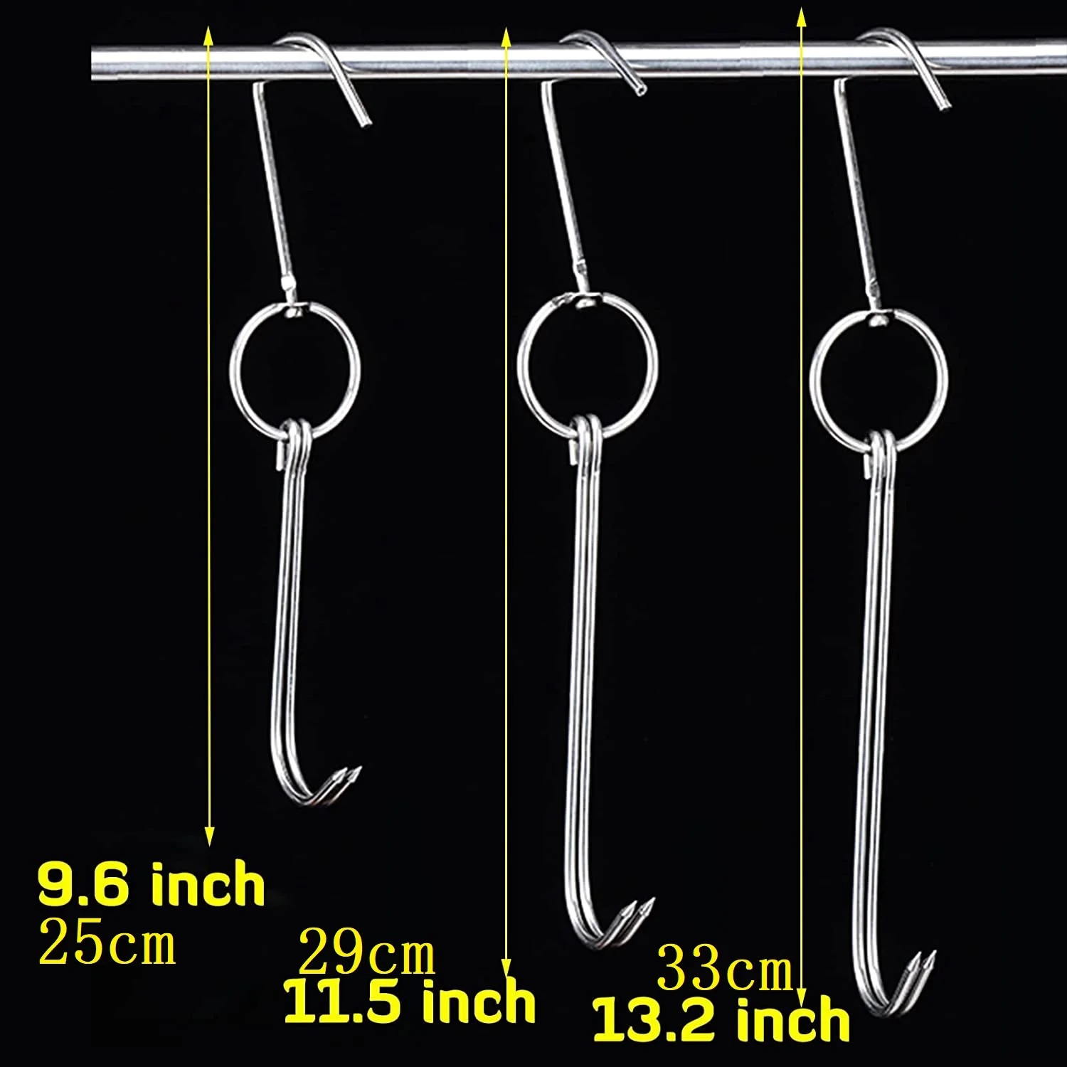 Stainless Steel Meat Hooks with Double Hook Poultry Roast Duck Bacon Hanging Hook Grill Hanger for Drying Cooking BBQ Utensils