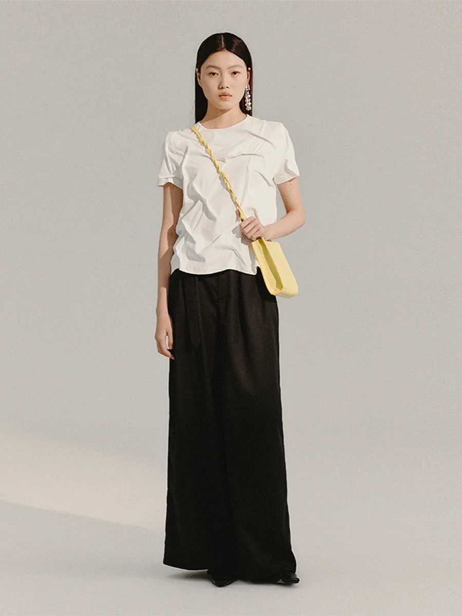 

Женский топ LIHAN Original Simple Folded, белый, из смесового хлопка и полиэстера, летняя одежда