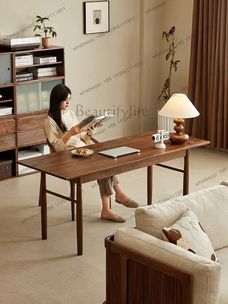 

yj5 Black walnut desk and dining table integrated living room solid wood desk calligraphy table workbench new product