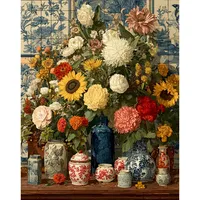 GATYZTORY DIY Painting By Number Animals Kits HandPainted Art Acrylic Paints By Numbers Flowers Drawing On Canvas Home Decor Gif