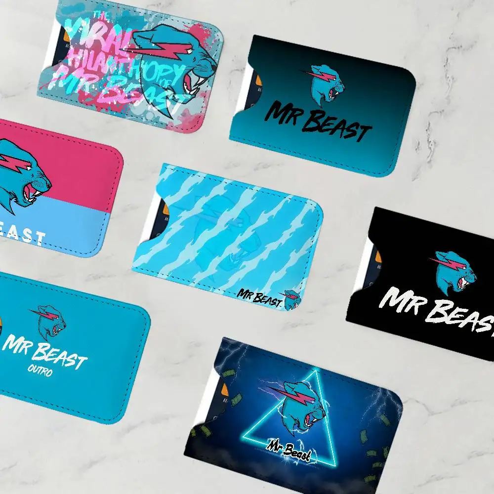M-MrBeast Y-Youtuber PU Leather Cardholder Ultra Slim Credit ID Card Organizer Lightweight Business Card Holder