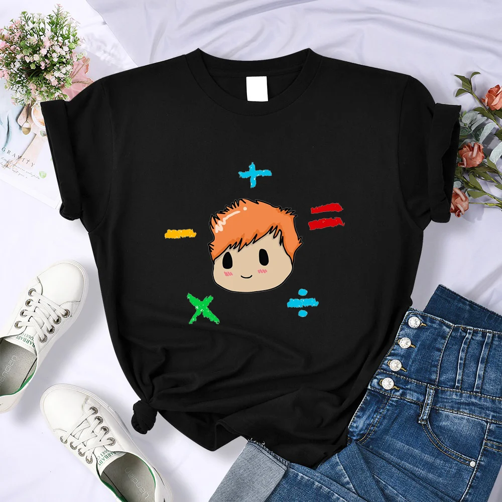 

Cartoon avatar pattern printed T-shirt women's colorful symbols casual personality creative summer T-shirt tops