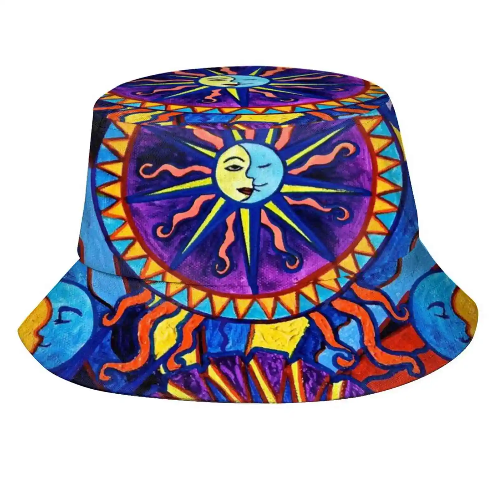 Sun And Moon Sun Cap Fisherman Hat Bucket Hats Vibrational Frequency Pattern Acrylic Energetic Sacred G Geometry Teal Swan