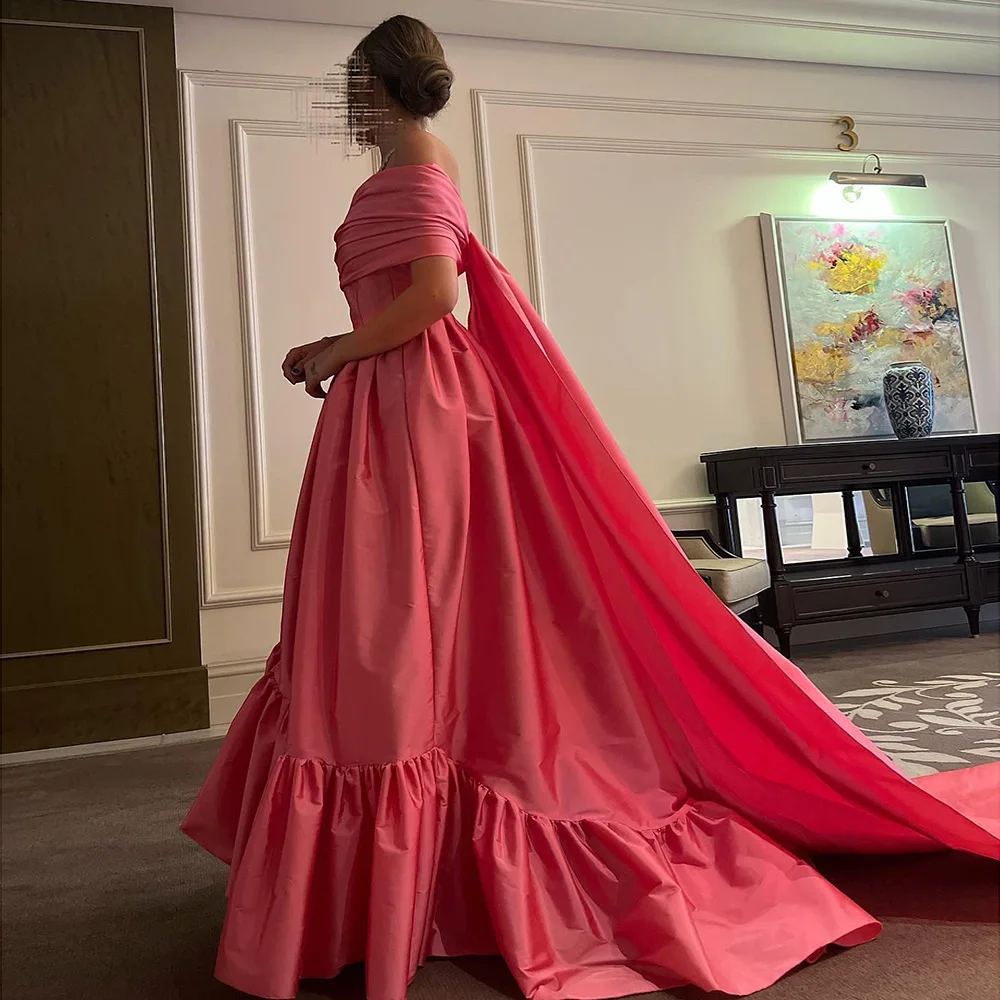 Sharon disse rosa fora do ombro alto baixo árabe evning vestido para casamento feminino laranja babados festa formal vestidos sf020 personalizado