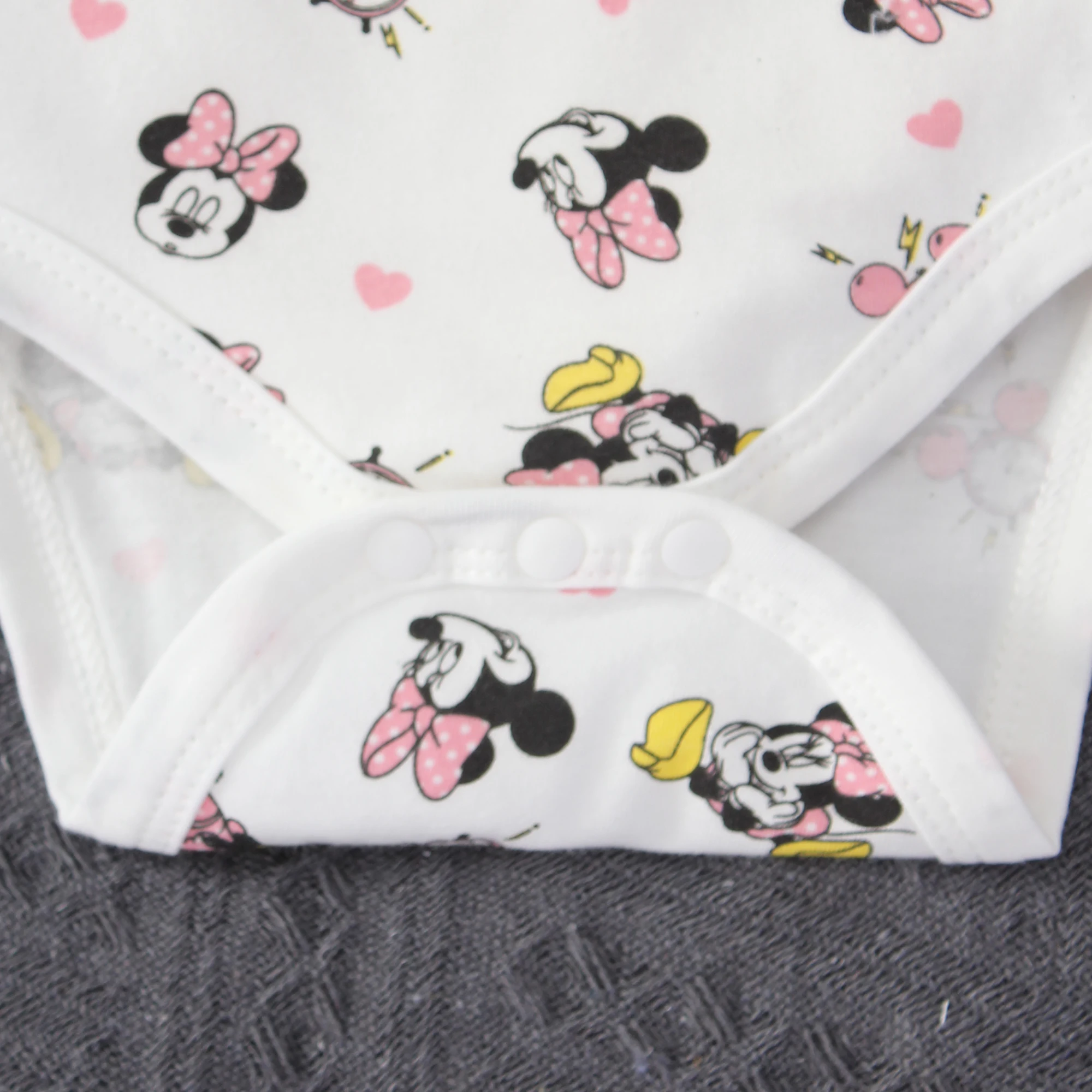 2PCS Summer Disney Girls Baby Minnie Pattern Soft Durable and Breathable Cotton Short Sleeve One Piece Pajamas Cute Kids\' Wear