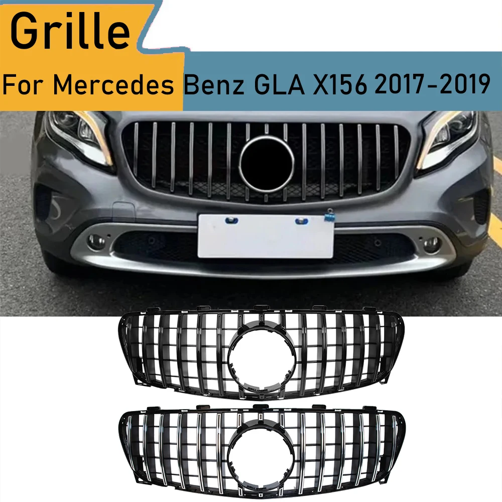 

For Mercedes-Benz GLA Class X156 2017-2019 Front Bumper Grille GT Diamond Style GLA200 GLA250 GLA260 ABS Car Styling