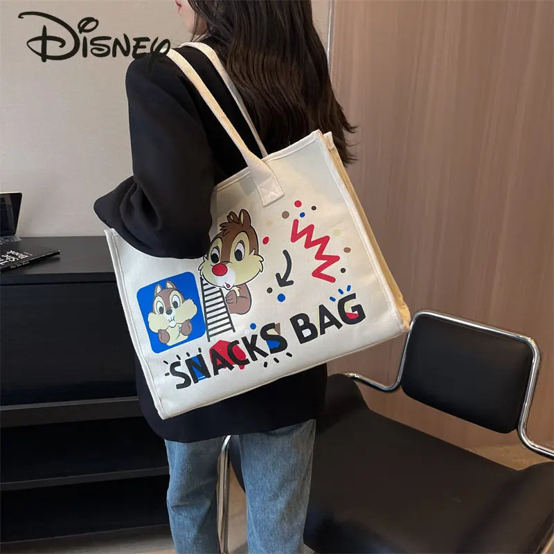 Disney 2023 Nieuwe Damestas Mode Hoge Kwaliteit F Dameshandtas Cartoon Casual Canvas Grote Capaciteit Winkelschoudertas