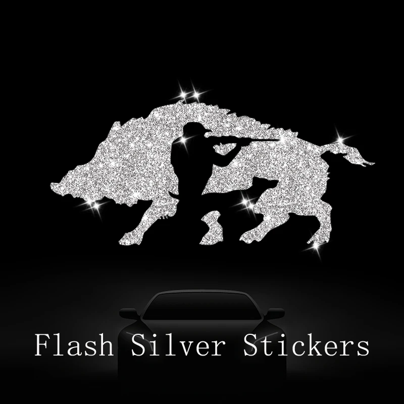 Flash Silver Stickers Hunter And Dog Car Decals Car Stickers