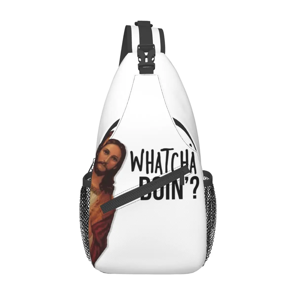 

Jesus Is Watching Meme Sling Bags Chest Crossbody Shoulder Sling Backpack Hiking Travel Daypacks Pattern Satchel