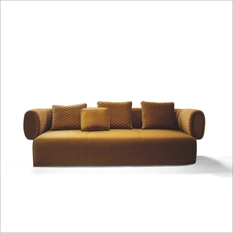 

Italian minimalist, special-shaped sofa, villa, hotel, living room, light luxury, straight row fabric sofa