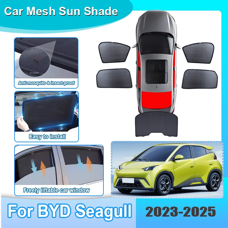 

Car Window Sunshade For BYD Seagull Dolphin Mini Surf 2023 2024 2025 Visor Mesh Anti-UV Windshield Frame Curtain Car Accessories