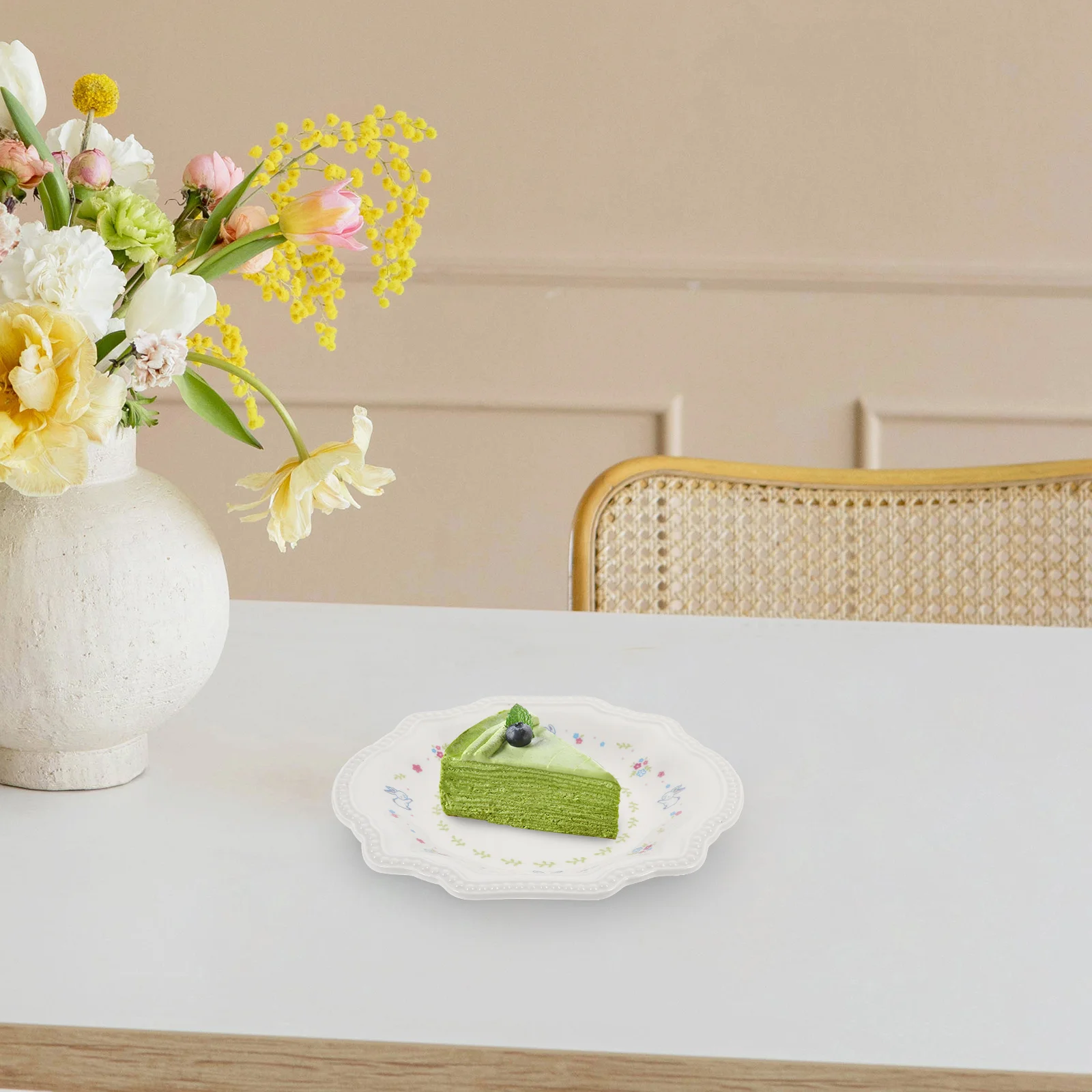 

Bunny Pattern Porcelain Easter Dinner Plate Creative Embossed Ceramic Food Snack Serving Dish Decorative Home Kitchen Plates