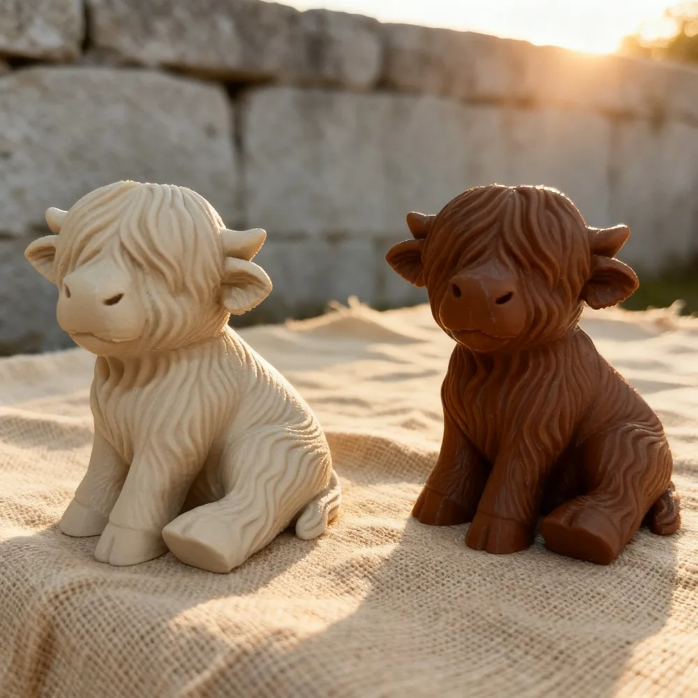 Schottisches Highland-Rinder-Modell, Statuen-Ornament, realistische Haarsitzung, Highland-Rinder-Skulptur, schottische Themen-Dekoration