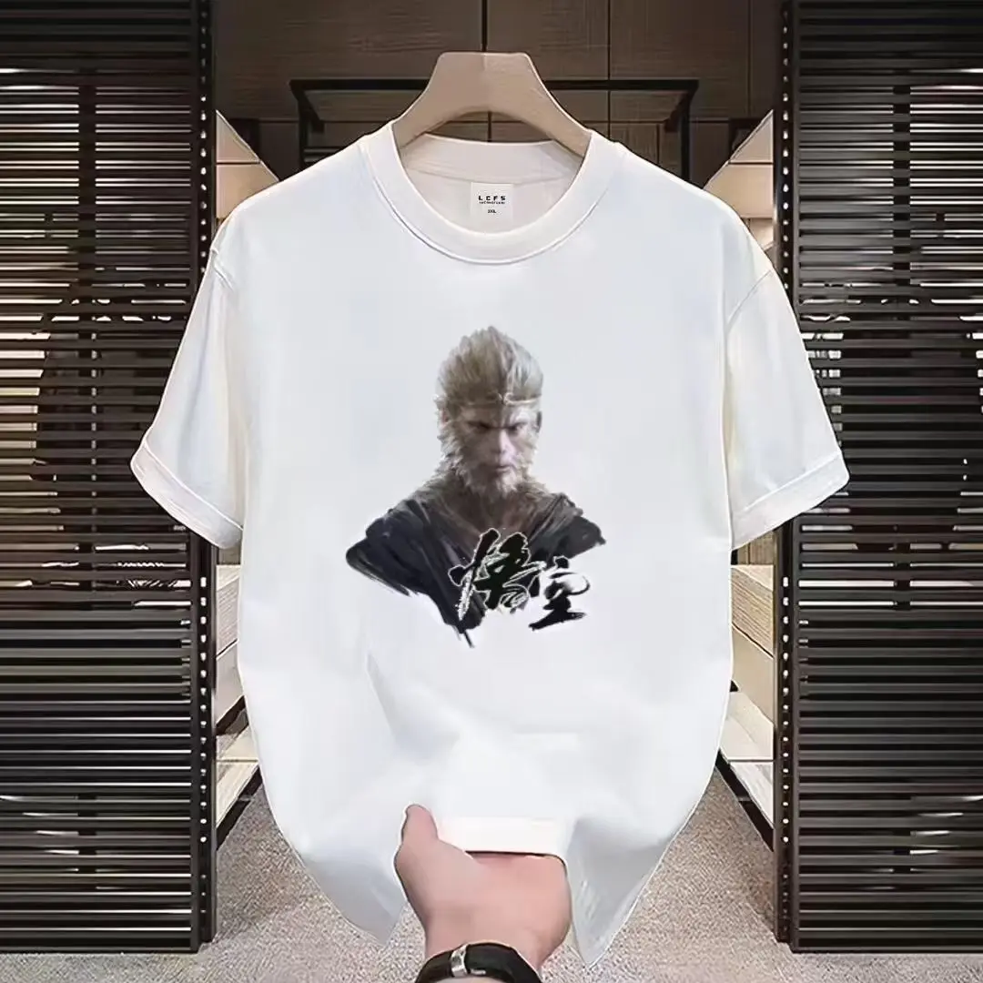 100% Puur Katoen Zwart Mythe Wukong T-Shirt Trendy Merk Game Perifere Koreaanse Versie Veelzijdige Casual Niche Korte Mouwen Tops