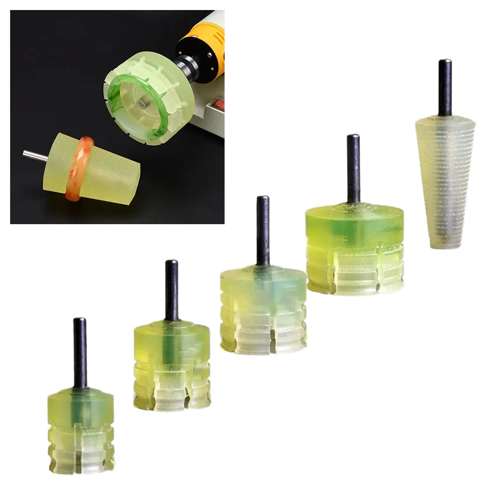 5 Sizes 1pc Agate Jade Ring Fixed Rod Polishing Tools Grinding Conical Sleeve Fixing Processing Tool Silicone Mandrel Holder