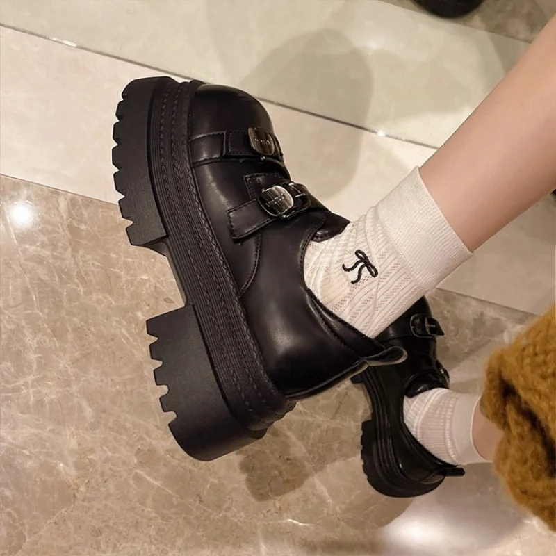 حذاء بدون كعب ذو نعل سميك لعام 2025 للنساء، على الطراز البريطاني القديم ماري جينس، حذاء مكتنز مريح بنعل ناعم، موضة ربيع الخريف #3