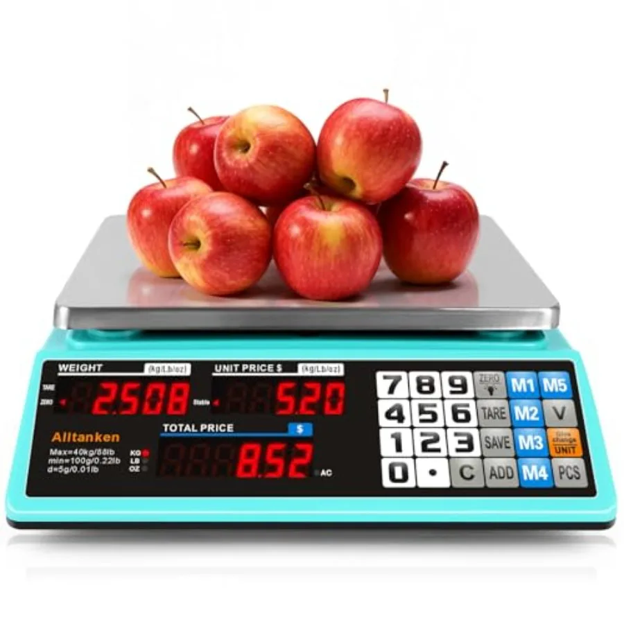 

88lb Commercial Food Scale Lb/Kg/Oz Conversion Price Computing Scale with Dual Display Rechargeable Waterproof Reversible Platt