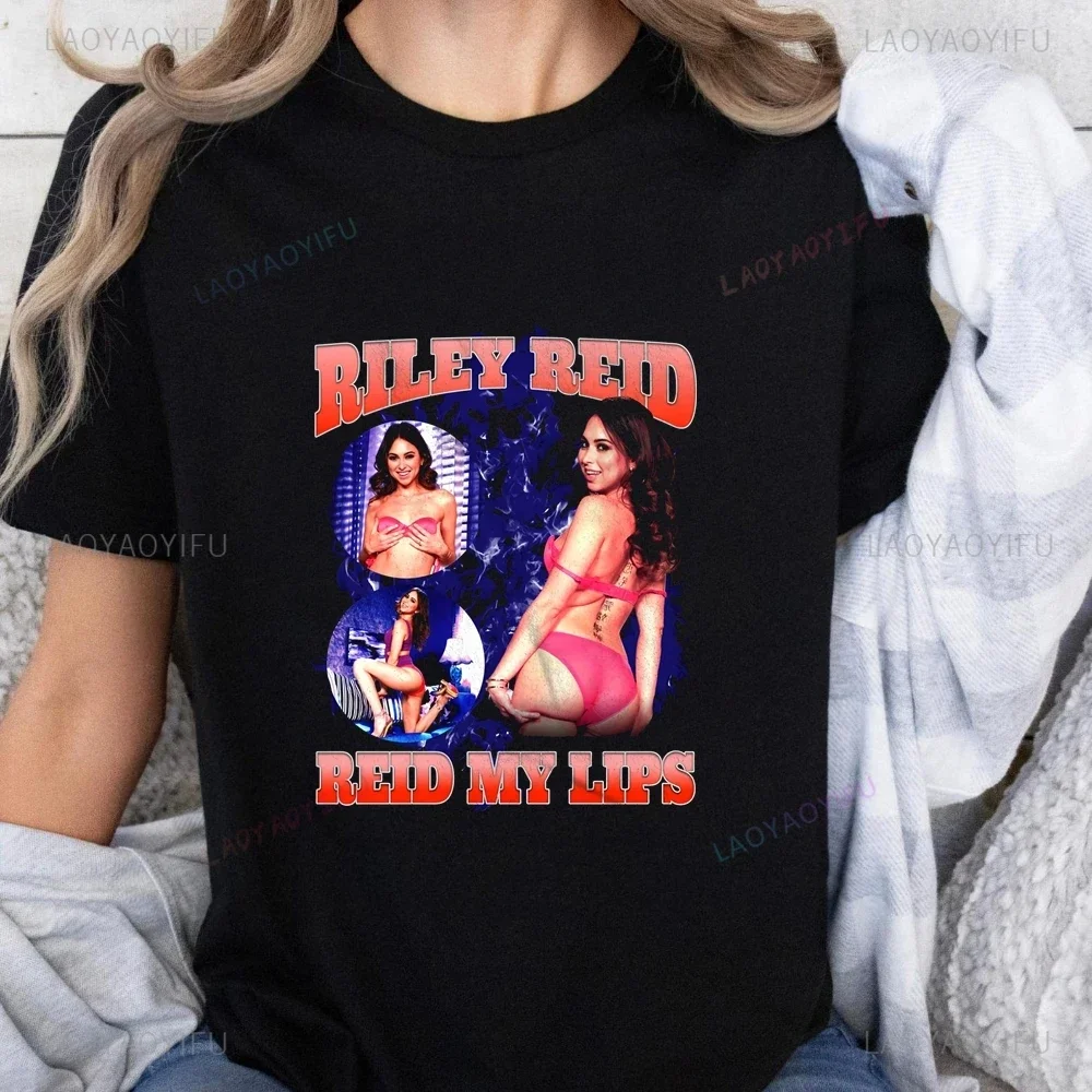 Vintage Riley Reid Printed T-shirt Top Riley Reid Neutral Trend Harajuku Short-sleeved Unisex Shirt Graphic Oversized T-shirt