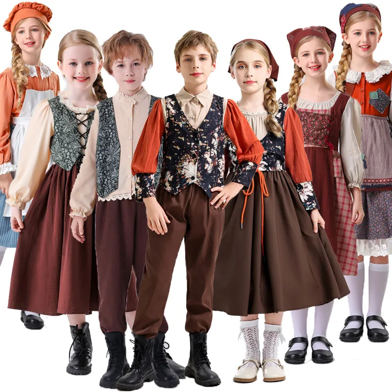 

Medieval Peasant Costume Unisex Renaissance Farmer Village Outfit for Halloween Carnival Cosplay Party European Clothing