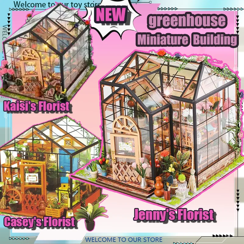 

Деревянный кукольный домик DIY Casa: миниатюрный набор для сборки комнаты с цветами, музыкальная шкатулка, 3D DIY домик ручной работы, игрушки для девочек, подарки