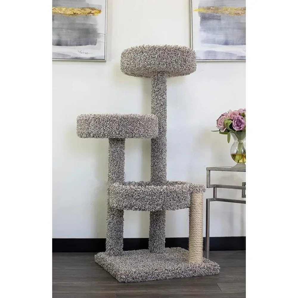 

46" High Cat Apartment New Plush Round Multi-storey Cat Tree Apartment, Can Be Scratched, Climbed, Held, Cat's Home