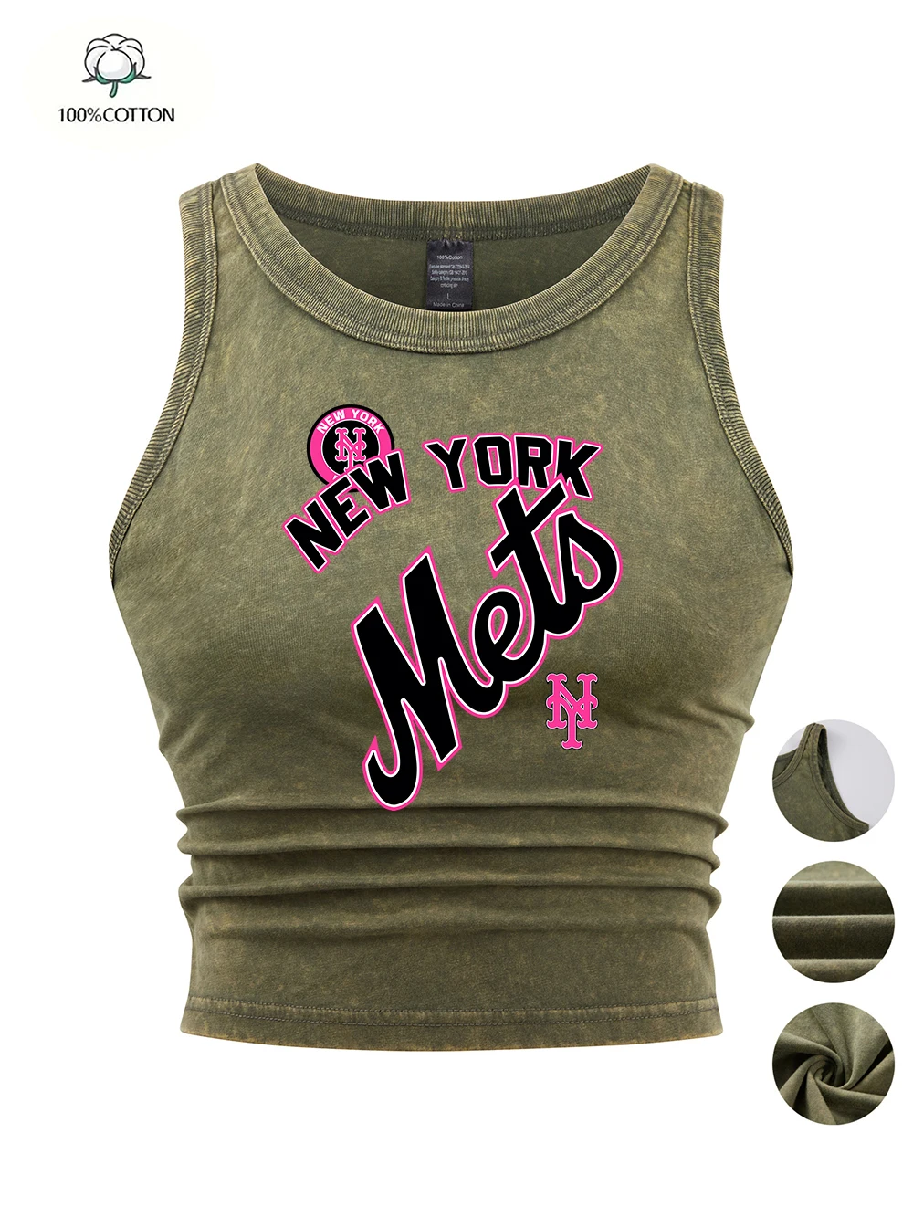 New York Met Creative Fonts Prints Tank Tops Summer Women Cotton Washed T Shirts Distressed Tight Thin Sleeveless Y2K Clothes