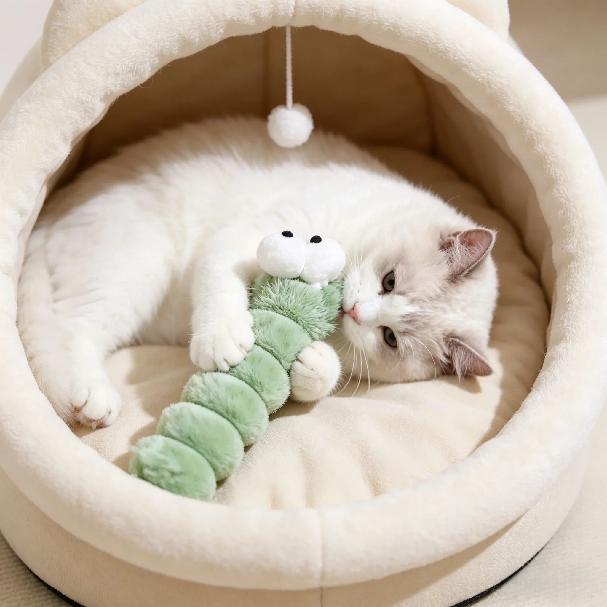 Color Gradient Plush Cat Toy with Catnip: Chew-Resistant Teething & Self-Play Pillow for Boredom Relief Interactive Cuddle Toy