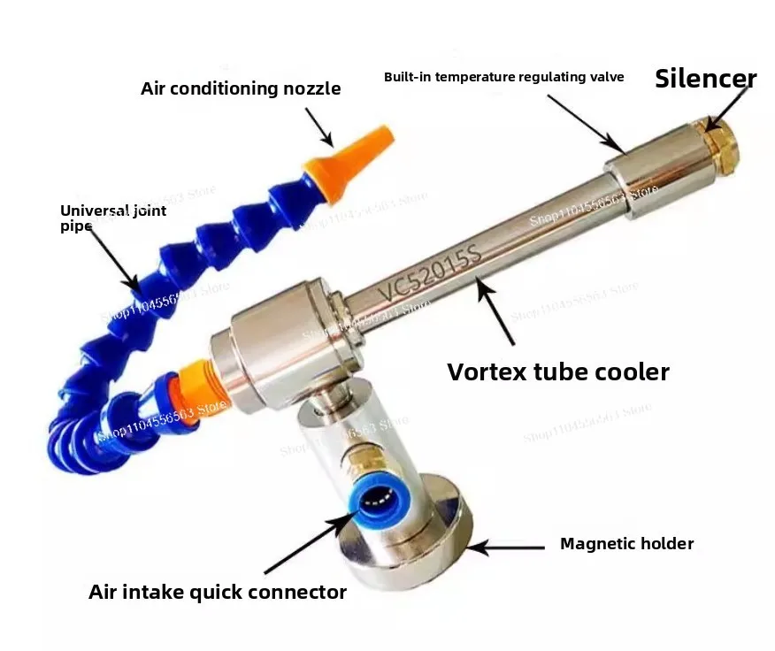 Vortex Tube Cooler Small Medium Large Full Flow Compressed Air Cooling Vortex Tube with 2-150 SCFM 135-10200 BTU