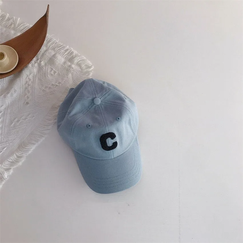 Casquette de baseball en coton avec lettres brodées pour enfants,chapeau de protection solaire pour enfants, casquettes à visière simples