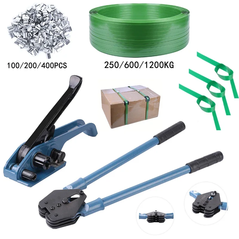 Banding Packaging Pallet Strapping Kit Poly Tensioner Tool  with Plastic Steel Buckle 0.5/1/2KG and PET Packing Tape 4.5/10/20KG