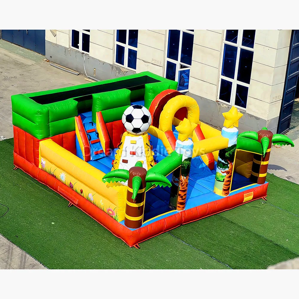 Soccer Themed Park Indoor Playground Toddler Inflatable Playland Trampoline With Climbing Wall Slide Bounce House Combo for Kids