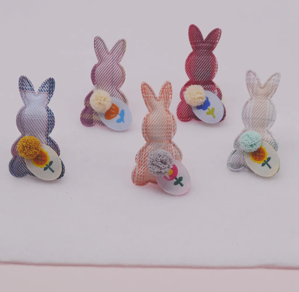 The Rabbit with the Ball Padded Patches, Appliques for Clothes, Sewing Supplies, DIY Hair Decoration, 5*3cm, 25 PCs/Lot