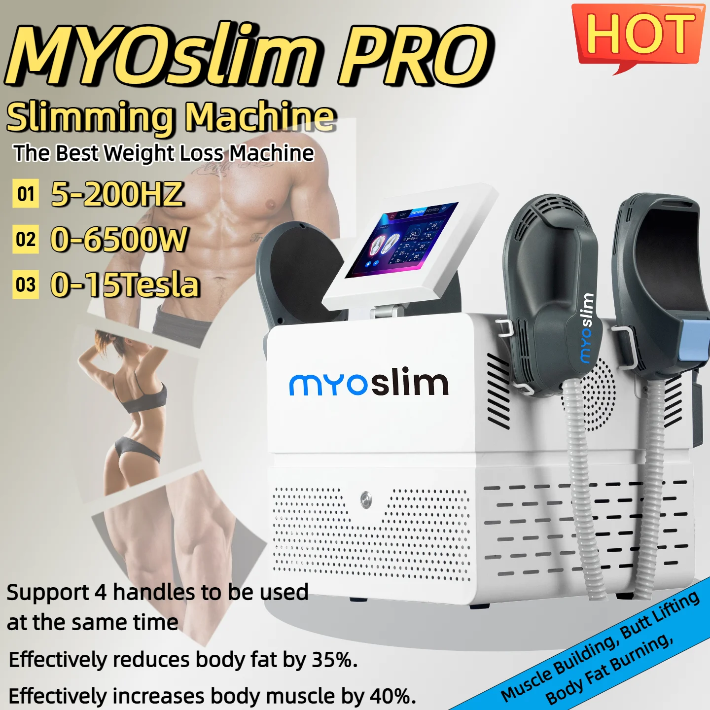 

Обновление EMS Myoslim HlEMT, вибрационный импульс высокой интенсивности, электромагнитное формирование, профессиональный рост мышц и глушитель жира