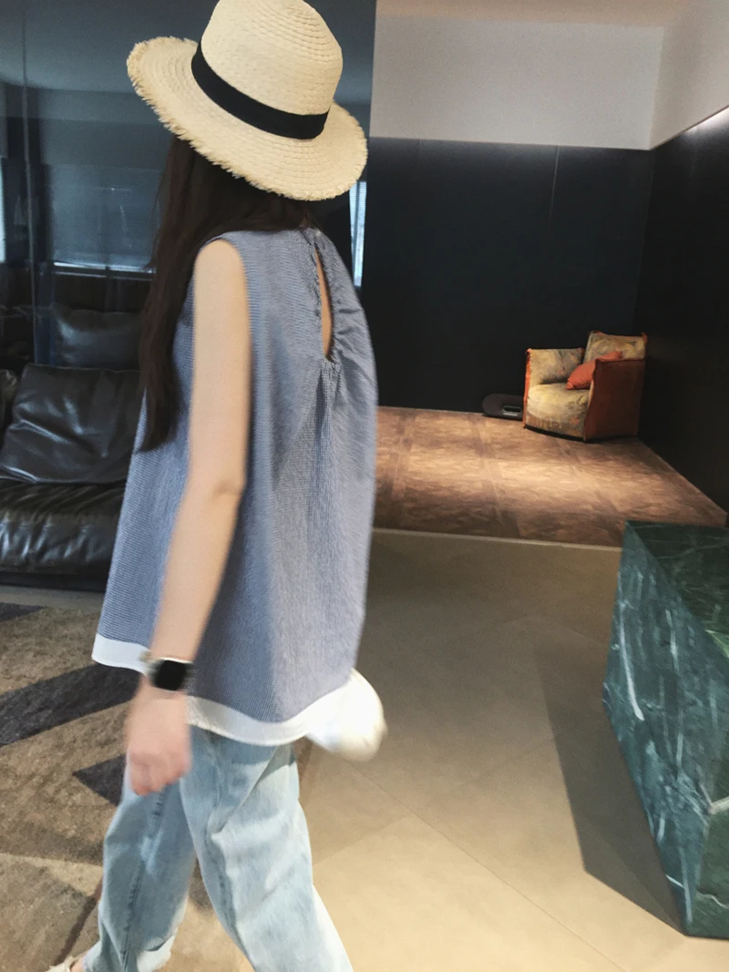 

Жилет Cuijia Color Woven Bubble Plaid контрастного цвета без рукавов, свободного кроя, с круглым вырезом, из смесового полиэстера и хлопка, дышащий, А-силуэт.