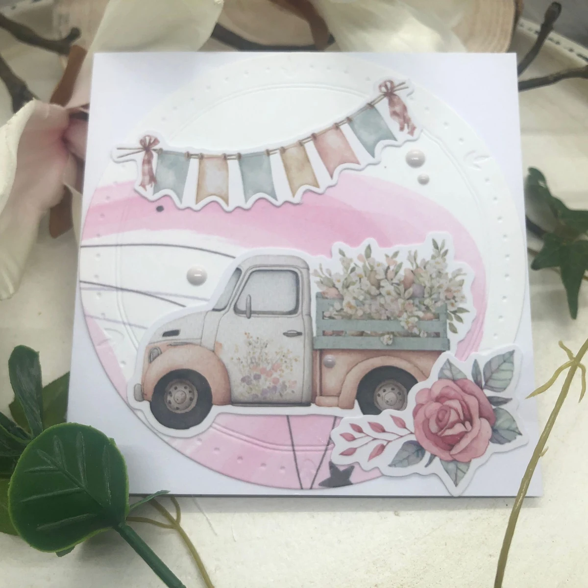 Piggy Craft metal cutting dies cut die mold Flower circle frame Scrapbook paper craft knife mould blade punch stencils dies
