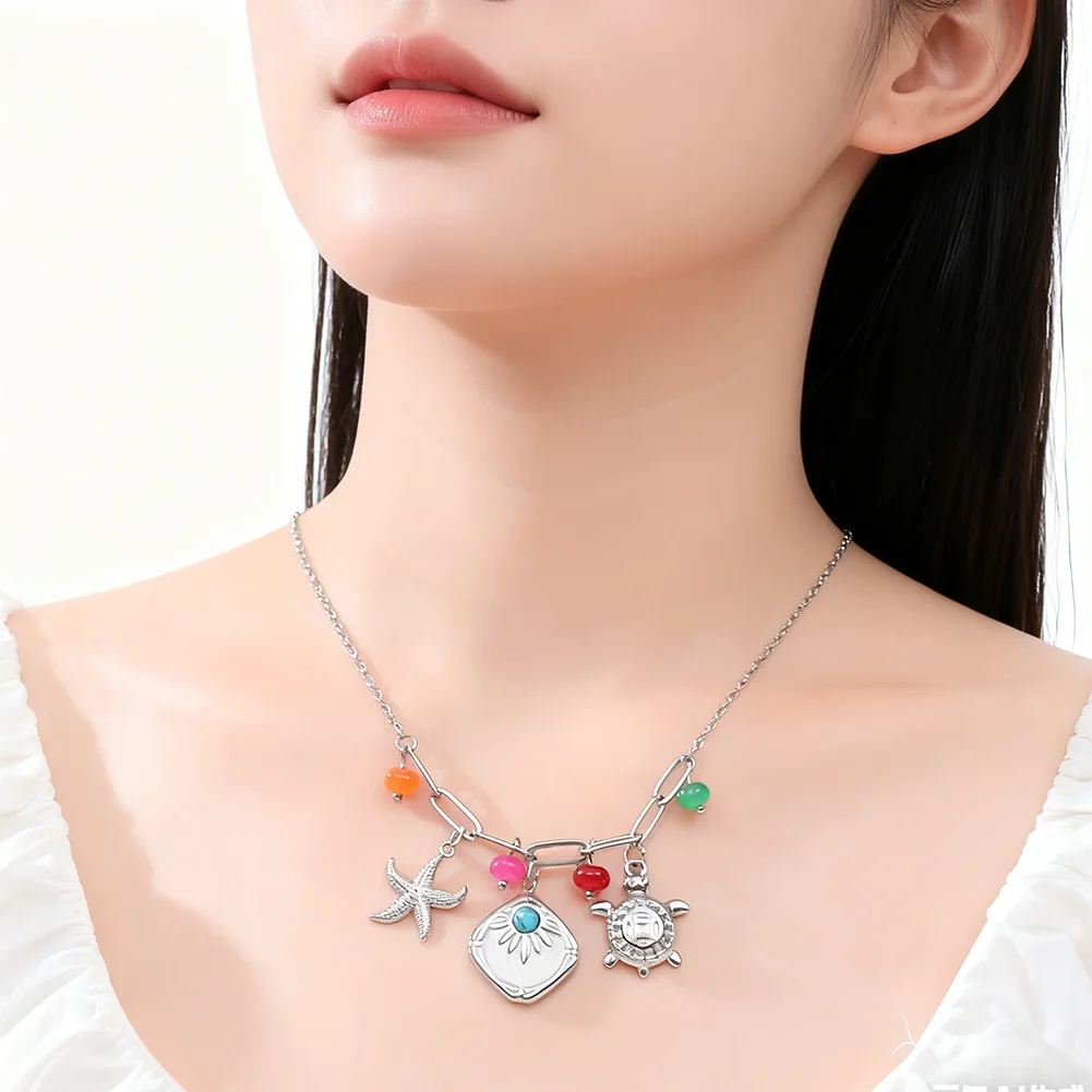 Cazador العصرية الشمس السلاحف نجم البحر المرأة قلادة مجوهرات من صلب لا يصدأ البحر شاطئ عطلة حفلة عيد ميلاد هدايا بالجملة