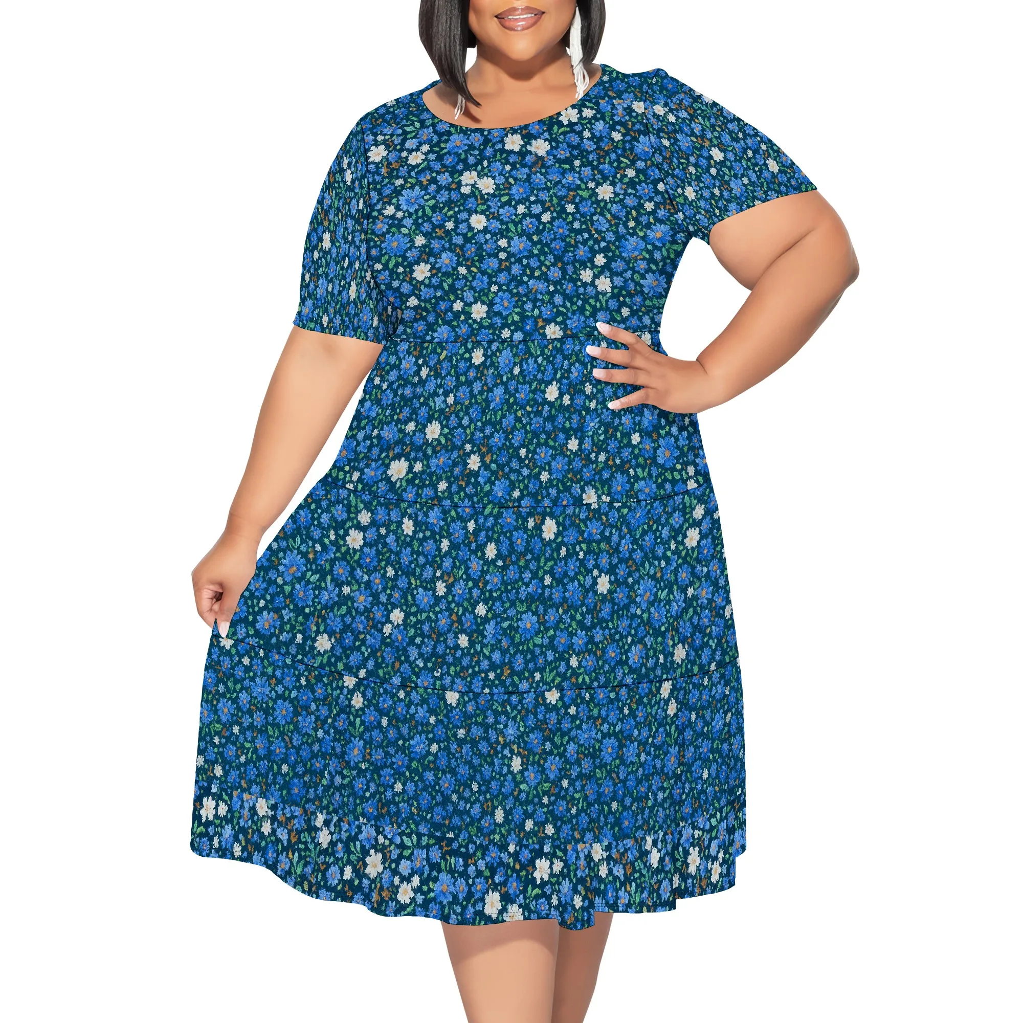 Abito maglietta da donna 2025 Abito longuette estivo casual taglie forti Boho Abiti lunghi larghi e fluidi con stampa floreale