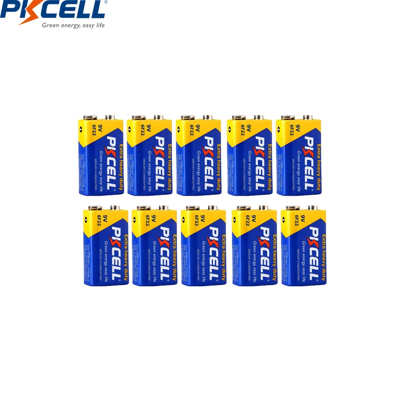 

10pcs PKcell 6F22 9V battery PPP3 6lr61 Super Heavy Duty Dry Batteries Non Rechargeable For Radio electronic thermometer