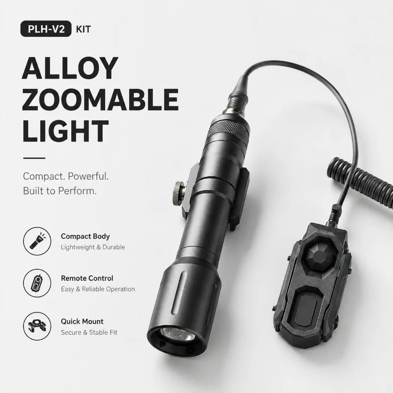 Zoom Adjustable PLH‑V2 Illumination Flashlight, Long Short Two Styles Torch with Control Wire for Model Display