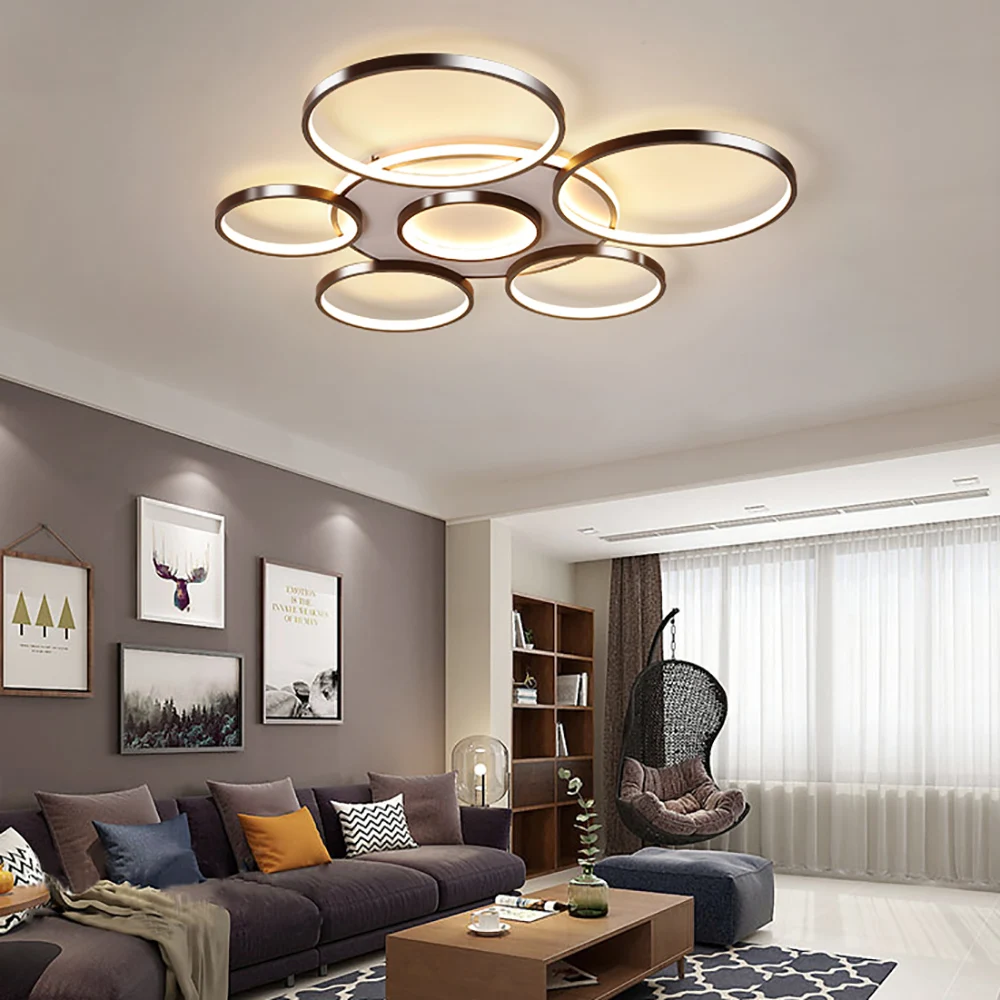 

7 Heads Dimmable LED Ceiling Lamp lights Ring Dining Room Living Room Lighting Remote