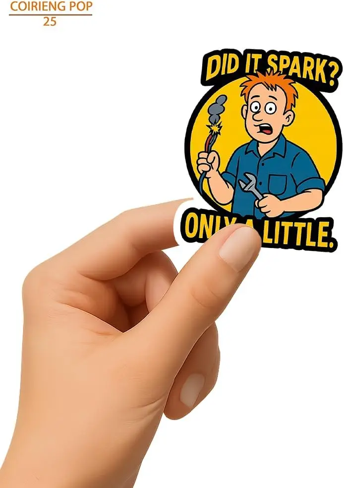 3 قطع من ملصقات الكهربائي المضحكة - هل قضيت شرارة؟ فقط قليلا. - شارات فينيل مقاومة للماء لصندوق الأدوات وأجهزة الكمبيوتر المحمولة وزجاجات المياه #1