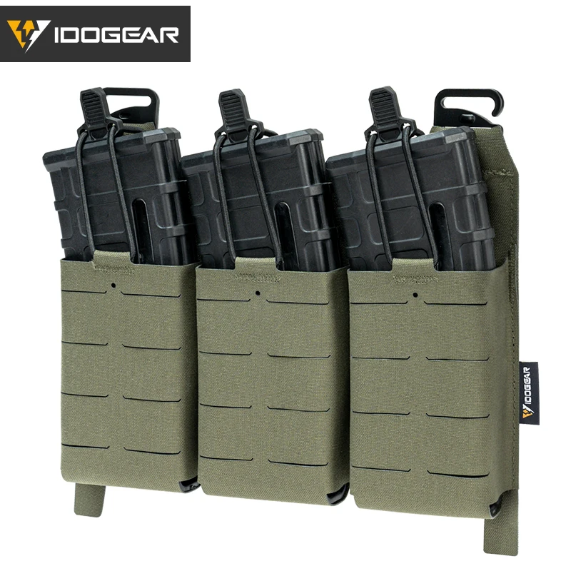 IDOGEAR Tactical KTAR 5.56 Triple Mag Pouch Placard Hook Front Flap Panel  35100