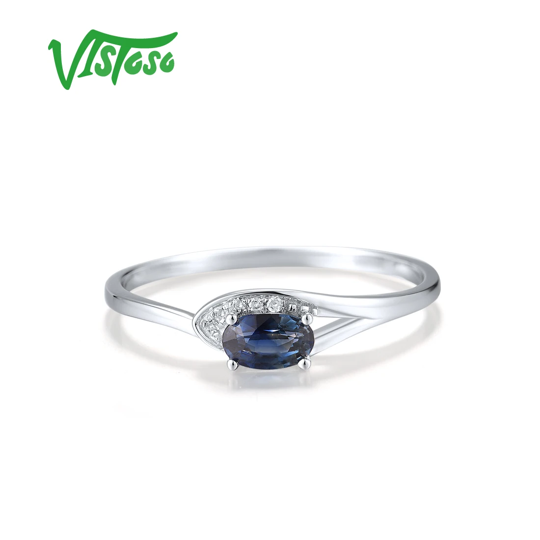 VISTOSO Genuine 14K Gold Ring For Women Sparkling Diamonds Ruby Blue Sapphire Delicate Wedding Engagement Gifts Fine Jewelry